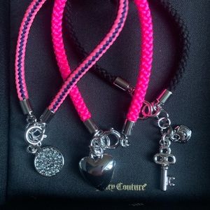 Juicy couture braided bracelet trio with charms